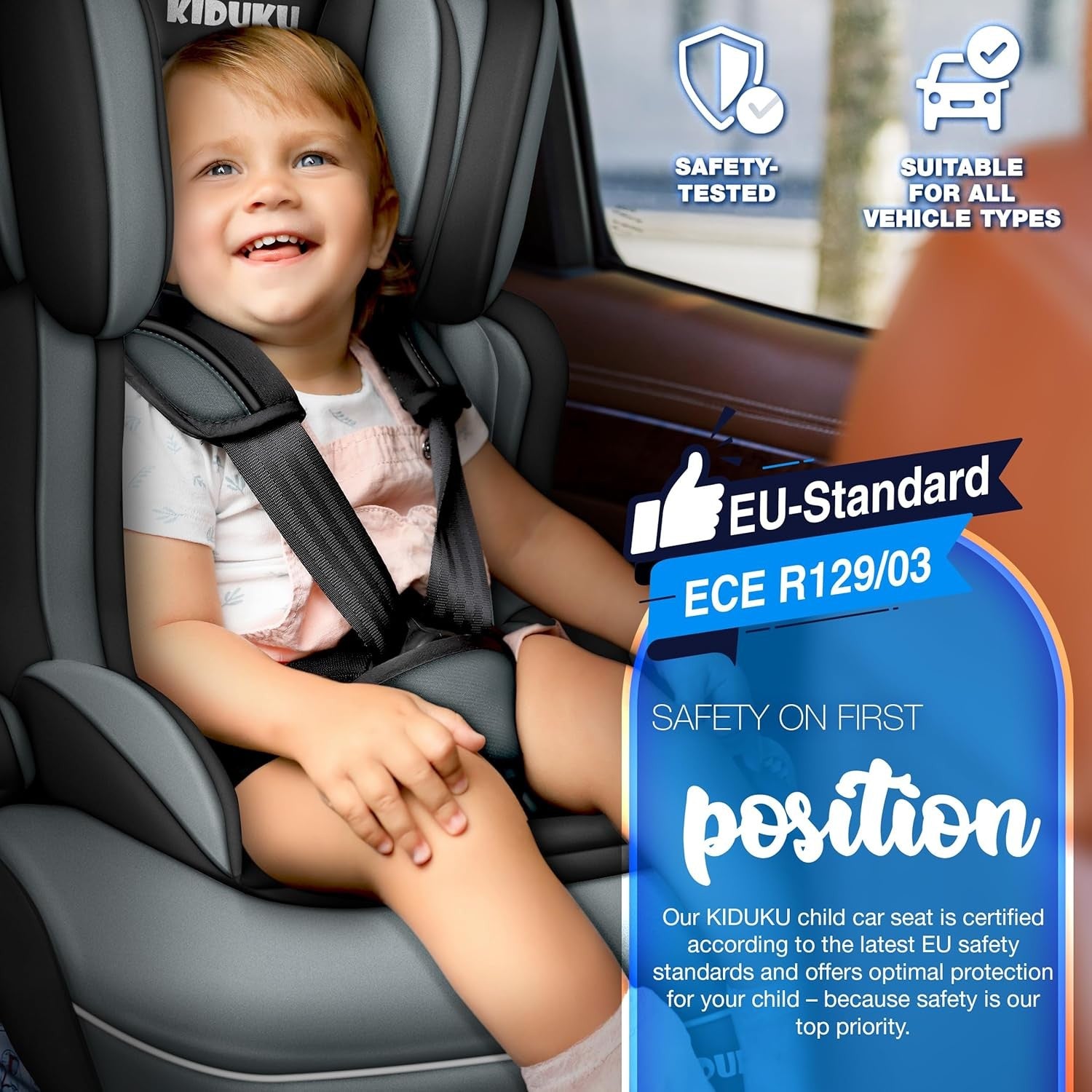 3-in-1 Child Car Seat Booster 9–36kg Group 1/2/3 Safety Approved