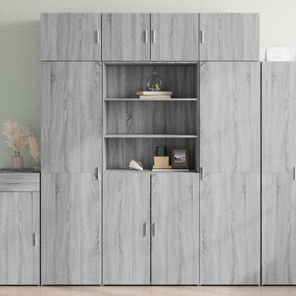 Modern Grey Sonoma Storage Cabinet with Doors & Shelves for Bedroom