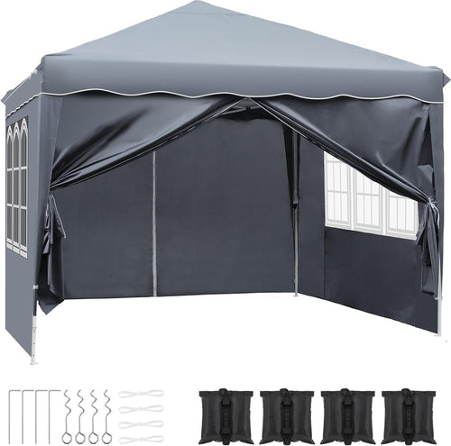 3x3M Waterproof Pop Up Garden Gazebo with 4 Sides & Mesh Windows | Heavy Duty
