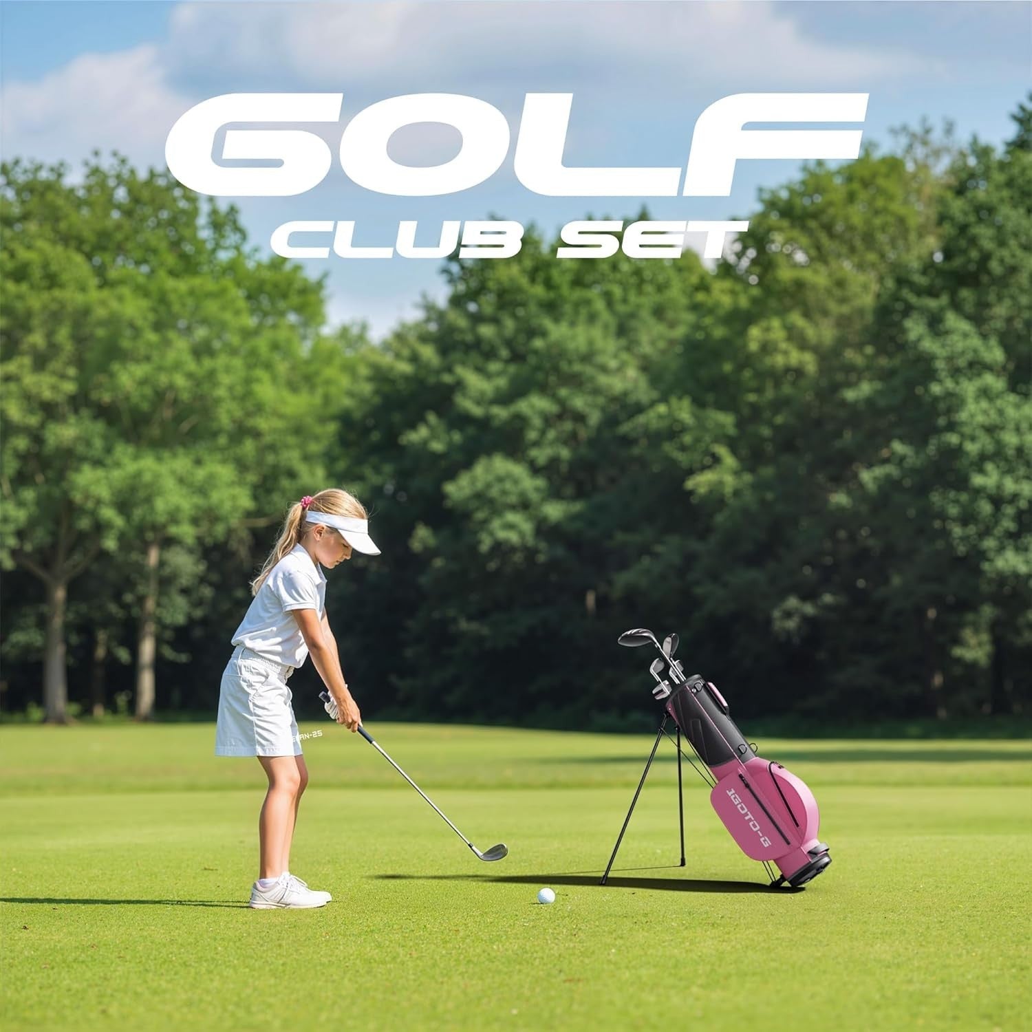 Kids Golf Club Set Ages 9–12 Right Hand Junior Stand Bag Driver Hybrid