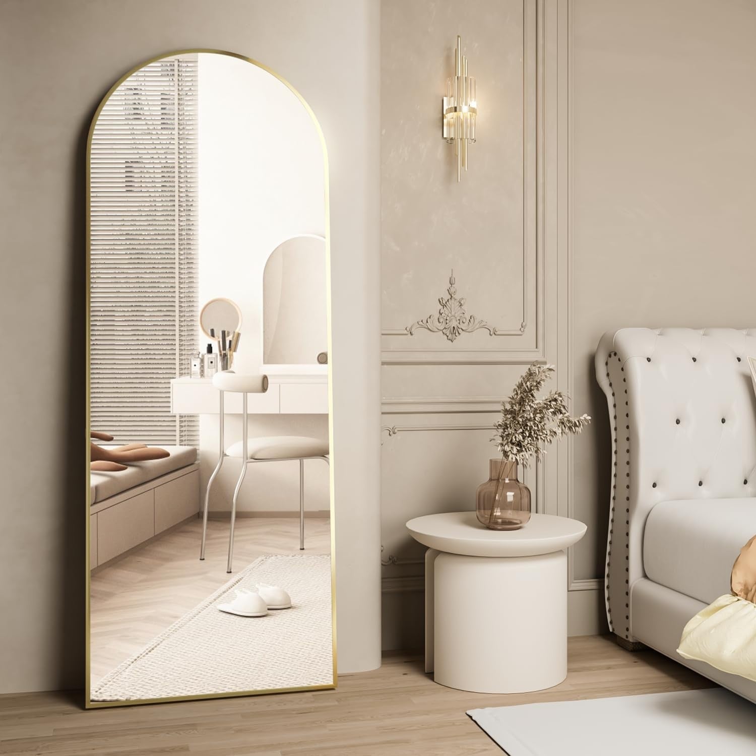 Gold Arch Full Length Mirror 162x53cm Leaning Wall Floor Standing Modern