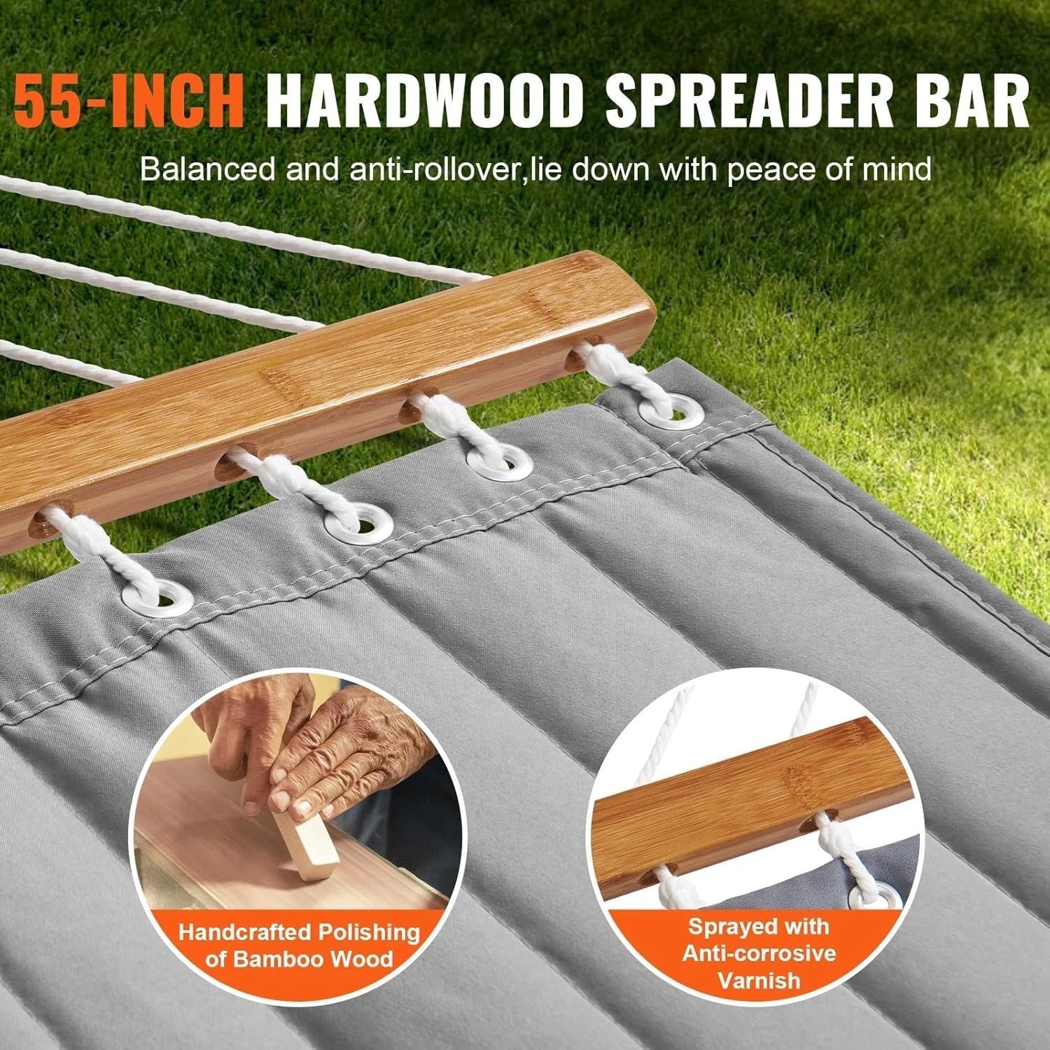 Luxury Quilted Hammock for 2 w/ Spreader Bar & Pillow – Garden Patio Relax