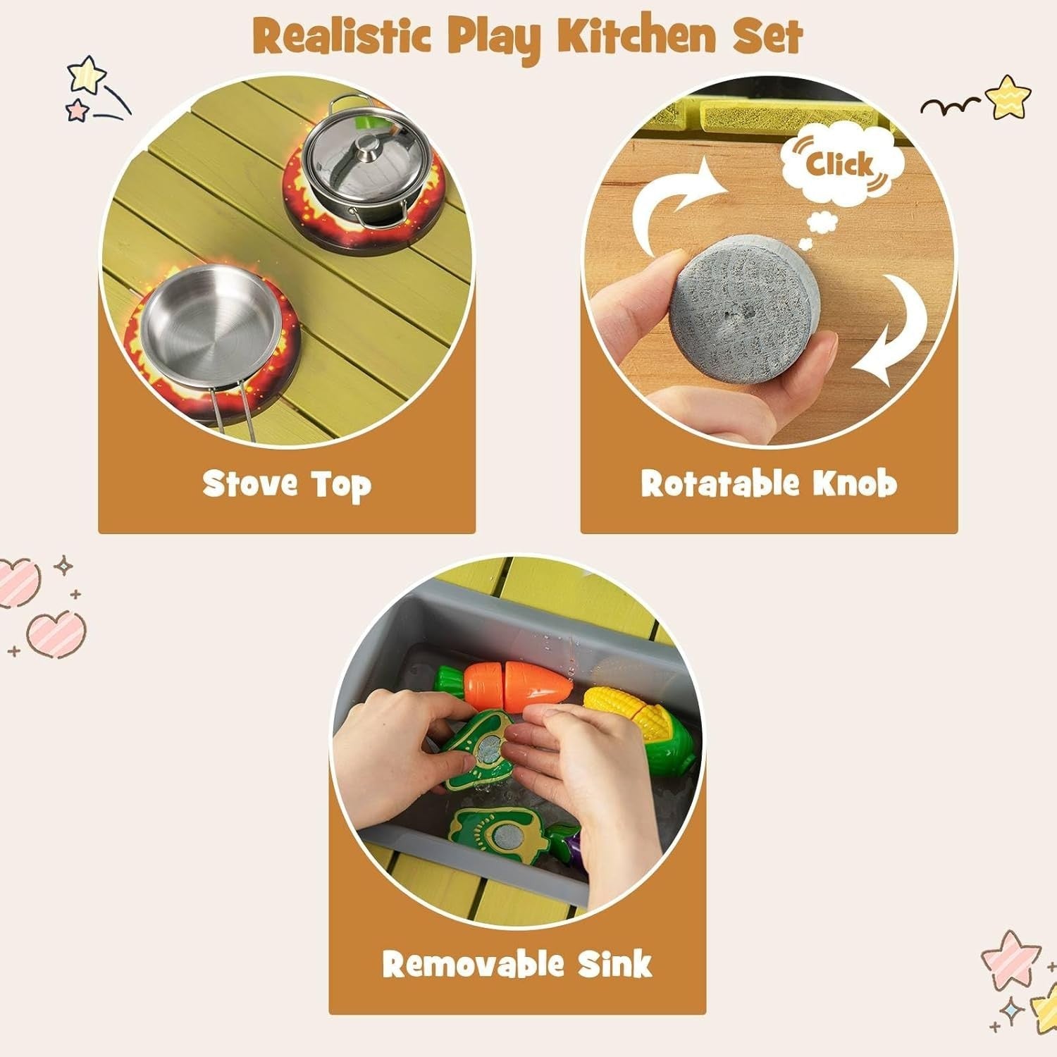 Outdoor Kids Mud Kitchen Wooden Playset Sink Stove Garden Toy