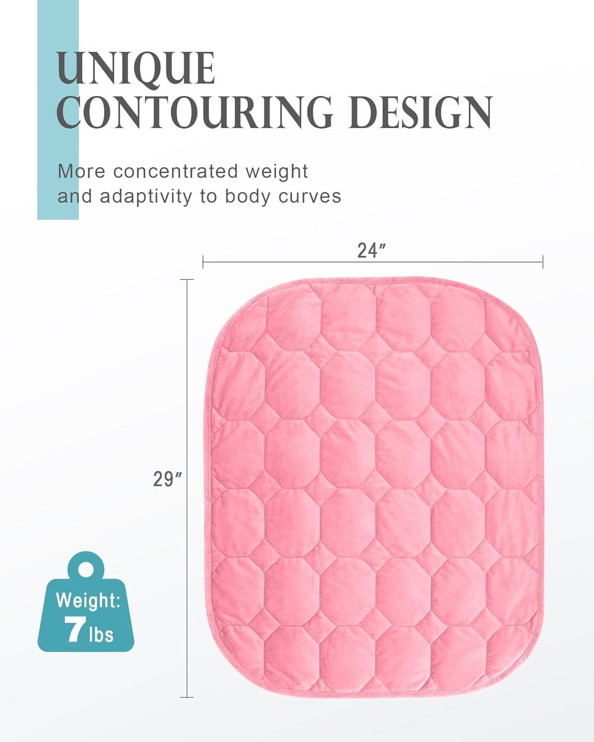 7lbs Weighted Lap Blanket Pink 29x24" Fleece for Travel and Calming