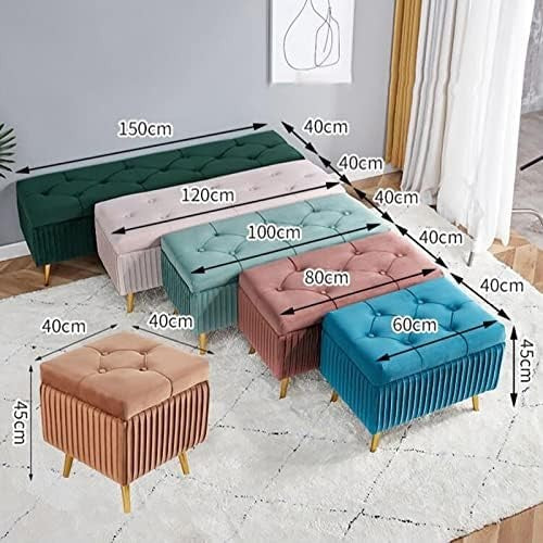 Luxury Coffee Velvet Storage Ottoman Bench with Gold Legs - Footrest Seat