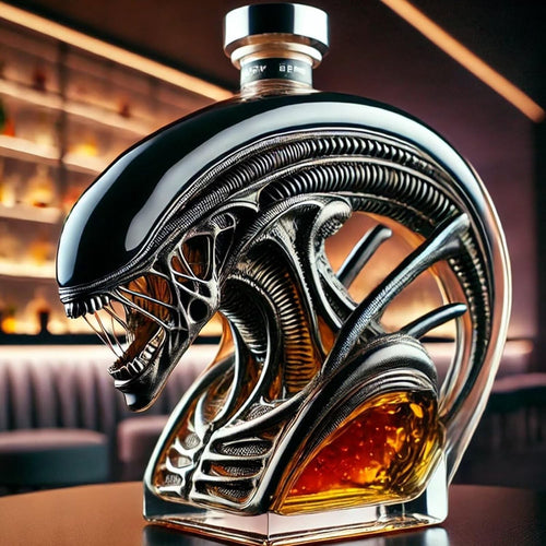 Alien Monster Whiskey Decanter Art Statue 3D Glass Bottle Unique Sci-Fi Bar Gift