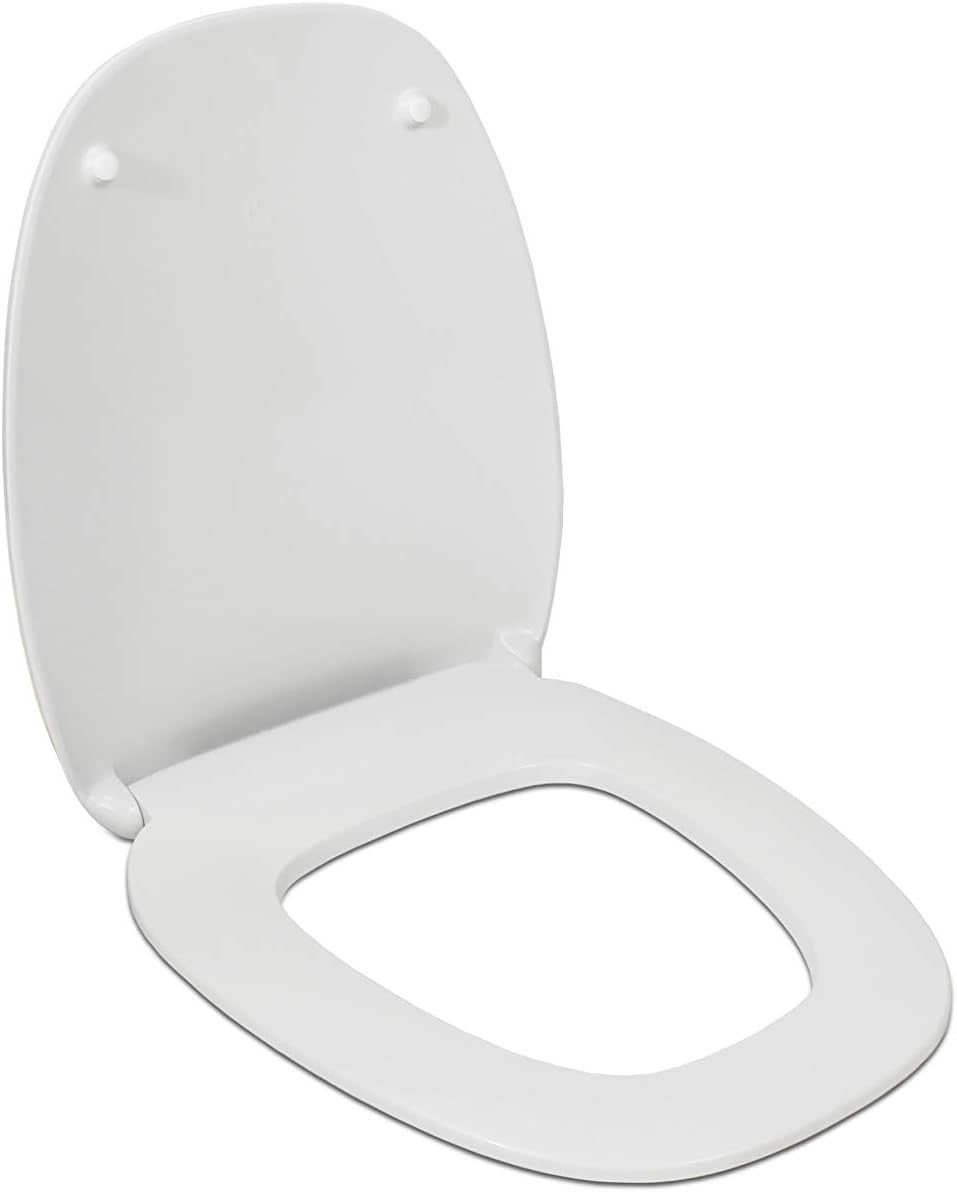 White Toilet Seat with Soft-Close, Duroplast, Chrome-Plated Hinges – Removable
