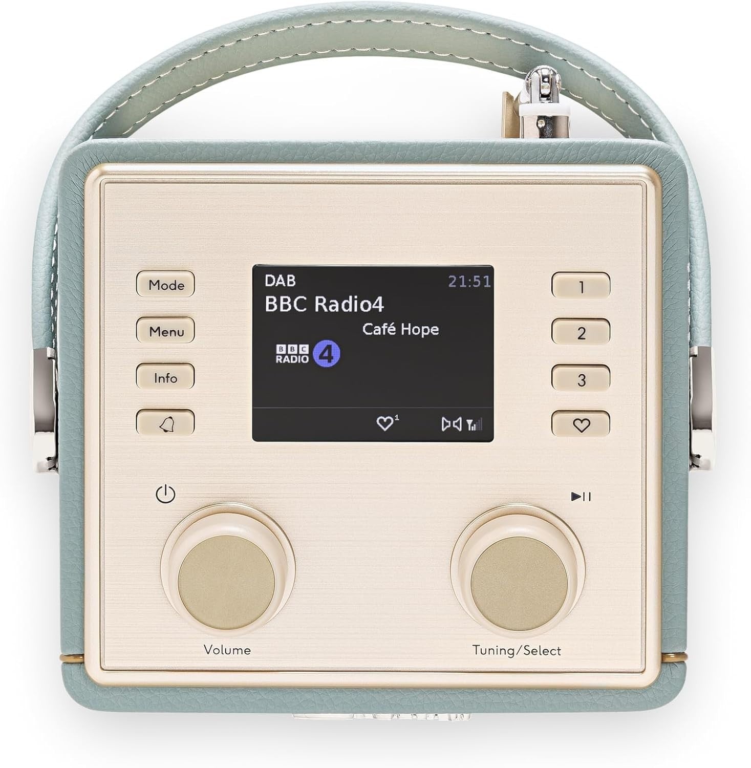 Portable DAB+/FM Radio with Bluetooth, Dual Alarms & Retro Sound – Duck Egg