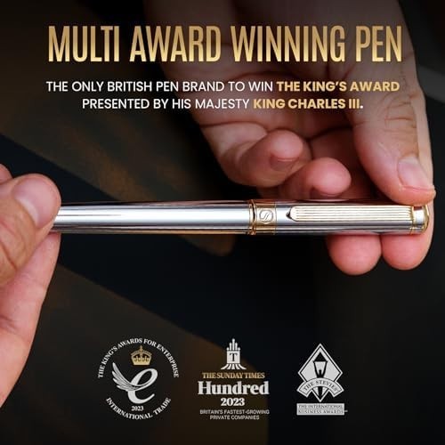 Luxury Rollerball Pen Silver Chrome 24K Gold Medium Gift
