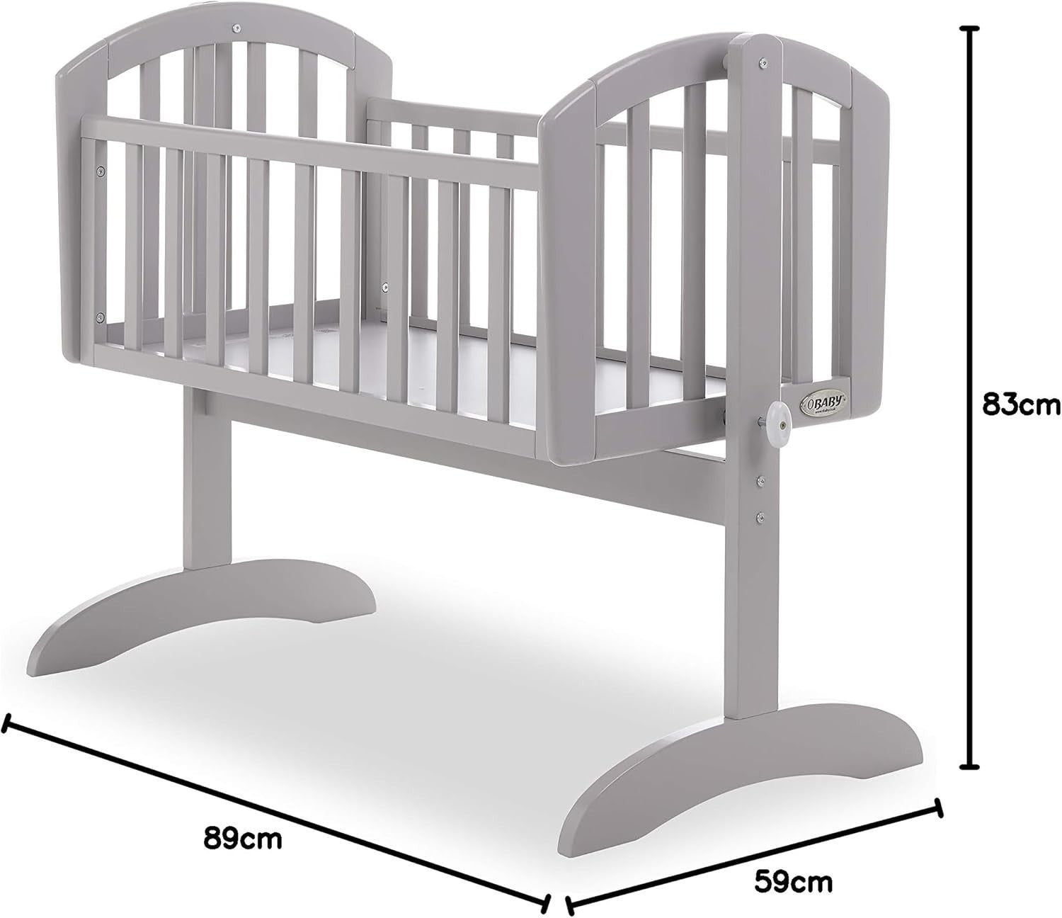 Wooden Baby Swinging Gentle Rocking Cradle with Mattress Warm Grey