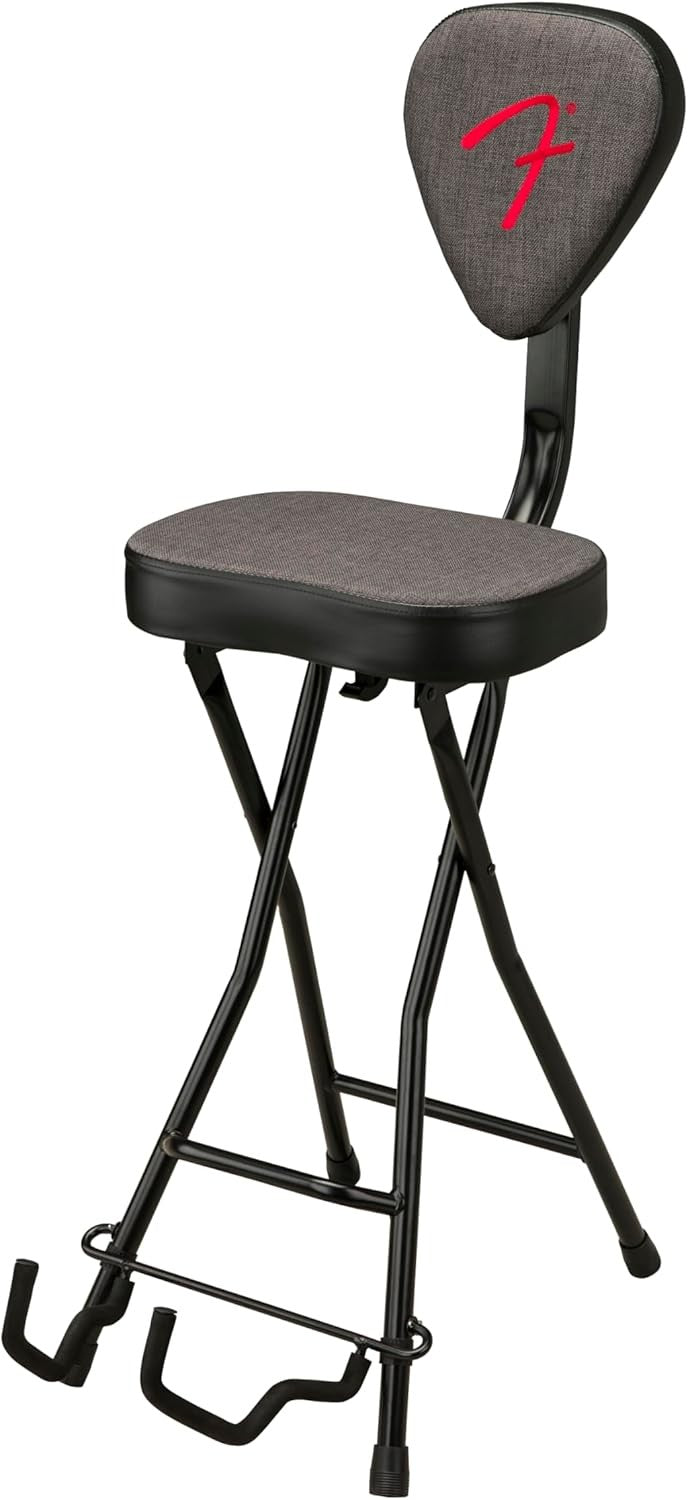 Guitar Seat Stool with Built-In Stand Foldable Non-Slip Grey