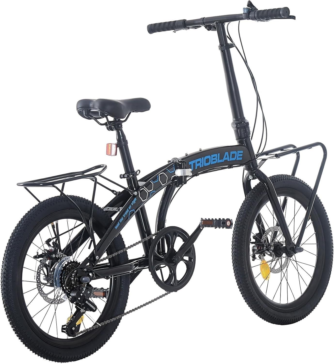 20” Folding Bike 7-Speed with Carrier Lightweight Aluminum Frame Adults Teens