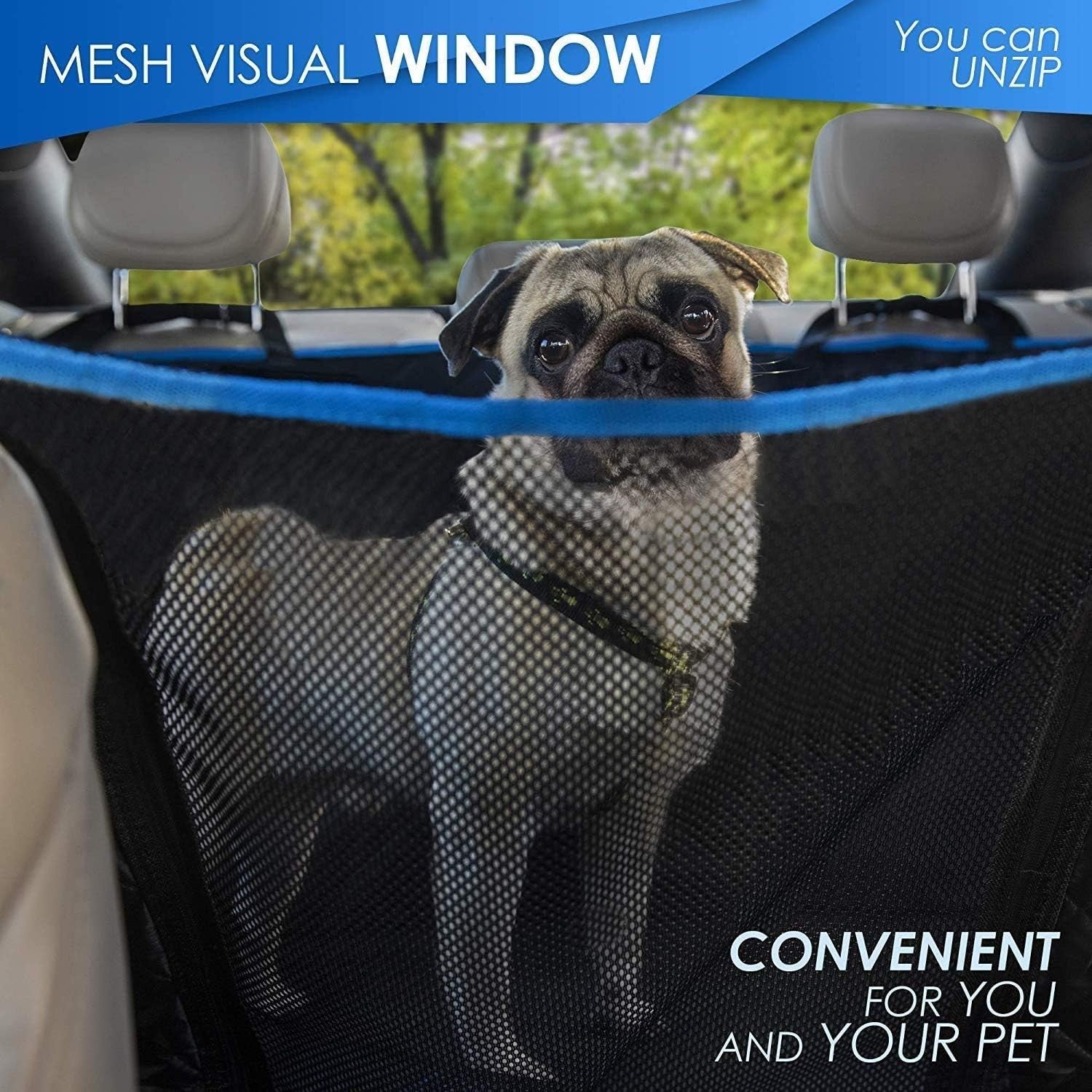 Waterproof Dog Car Hammock Back Seat Cover Mesh Window Non Slip Mat