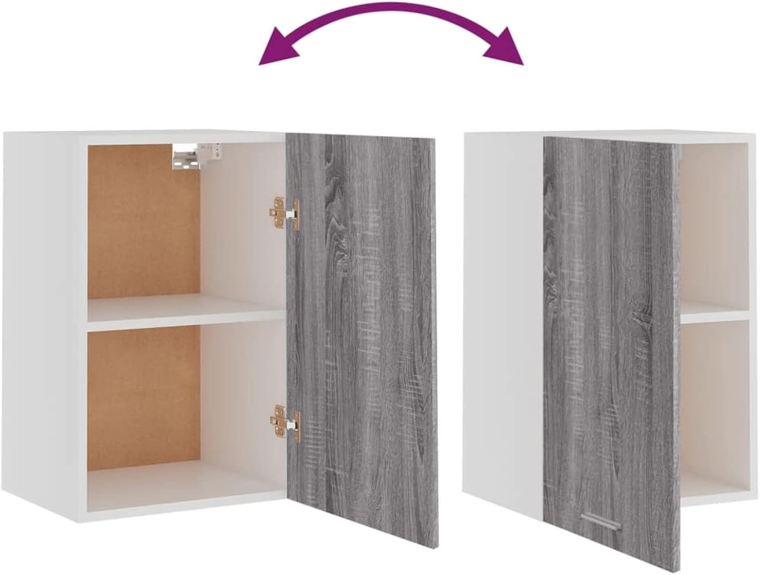 Space-Saving Kitchen Wall Cabinet with Shelves, Grey Sonoma 39.5x31x60cm