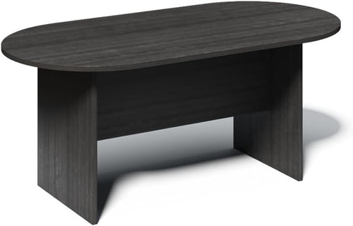 Grey Oak Radial Meeting Table – Modern 150x75cm Office Desk Space-Saving