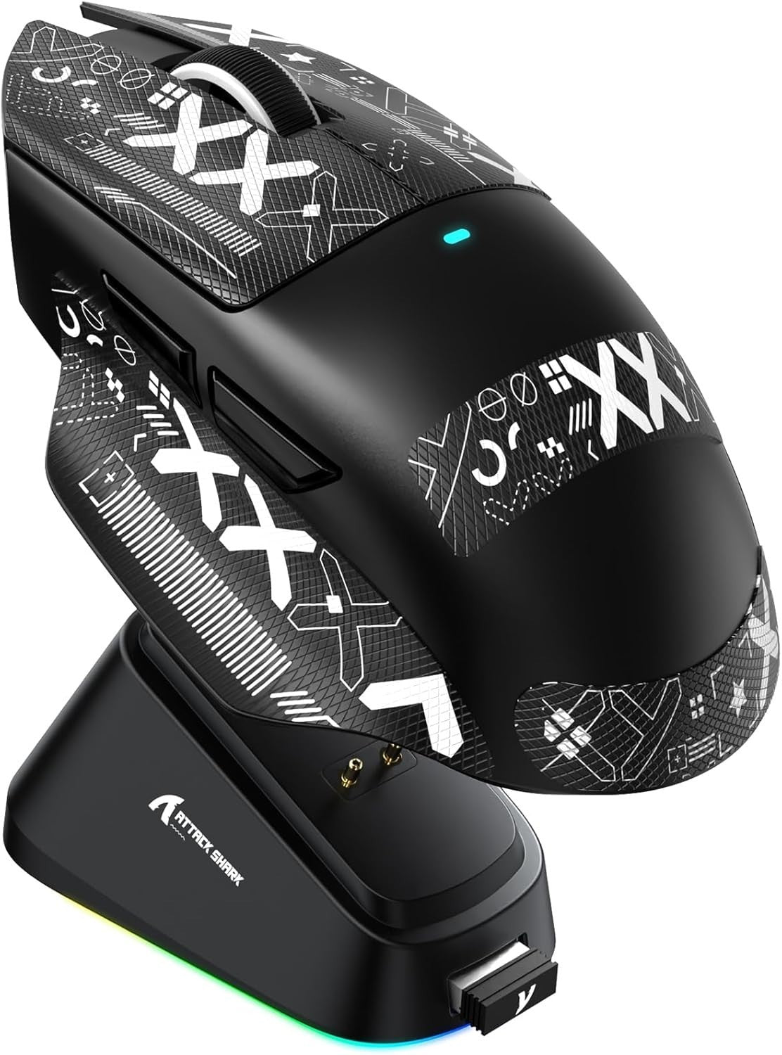 Ultra Light Gaming Mouse 65g 25K DPI Wireless RGB Dock Black Grip