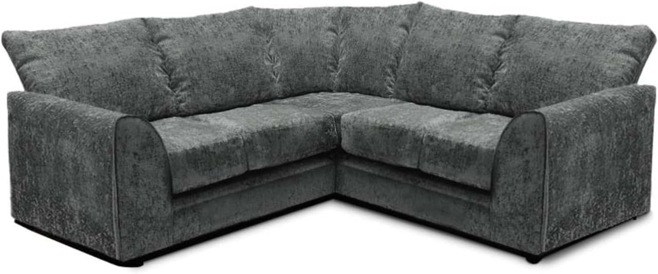 Grey Chenille Corner Sofa 2C2 High Back 5-Seater Modular L-Shaped Couch