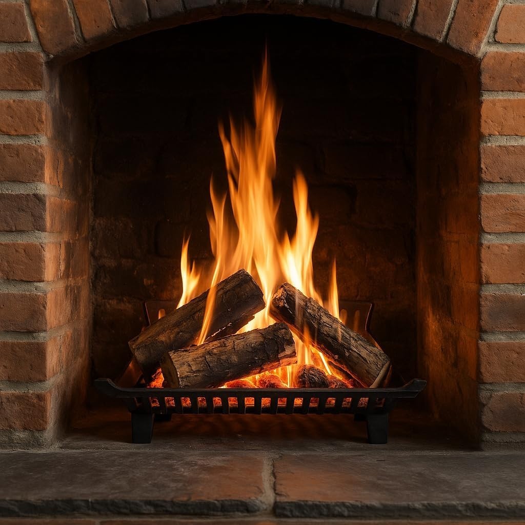 24" Cast Iron Fire Grate Heavy Duty Log Basket for Open Fireplace Heat Boost