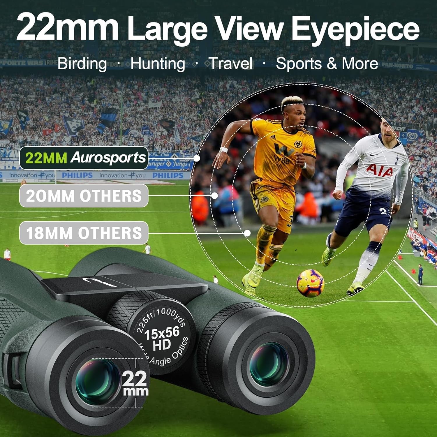 15x56 High Power Binoculars HD Large View Low-Light Vision for Bird Watching Tra