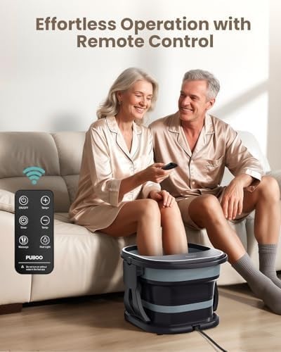 Collapsible Foot Spa Massager with Heat, 16 Balls & Remote Control