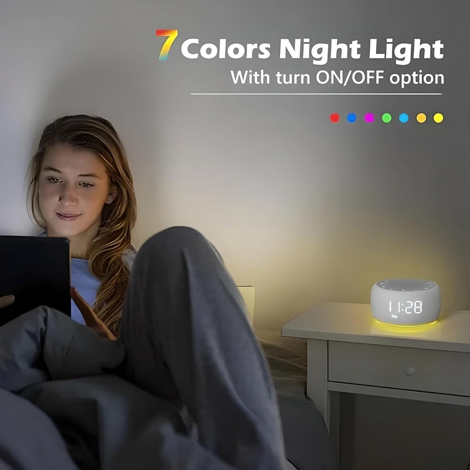White Noise Machine with 18 Soothing Sounds & 7-Color Night Light