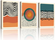 Vintage Mid-Century Abstract Canvas Wall Art Set 3 40x60cmx3