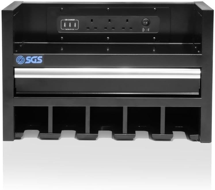 22in Wall Mount Power Tool Charging Station Rack Drawer USB Sockets
