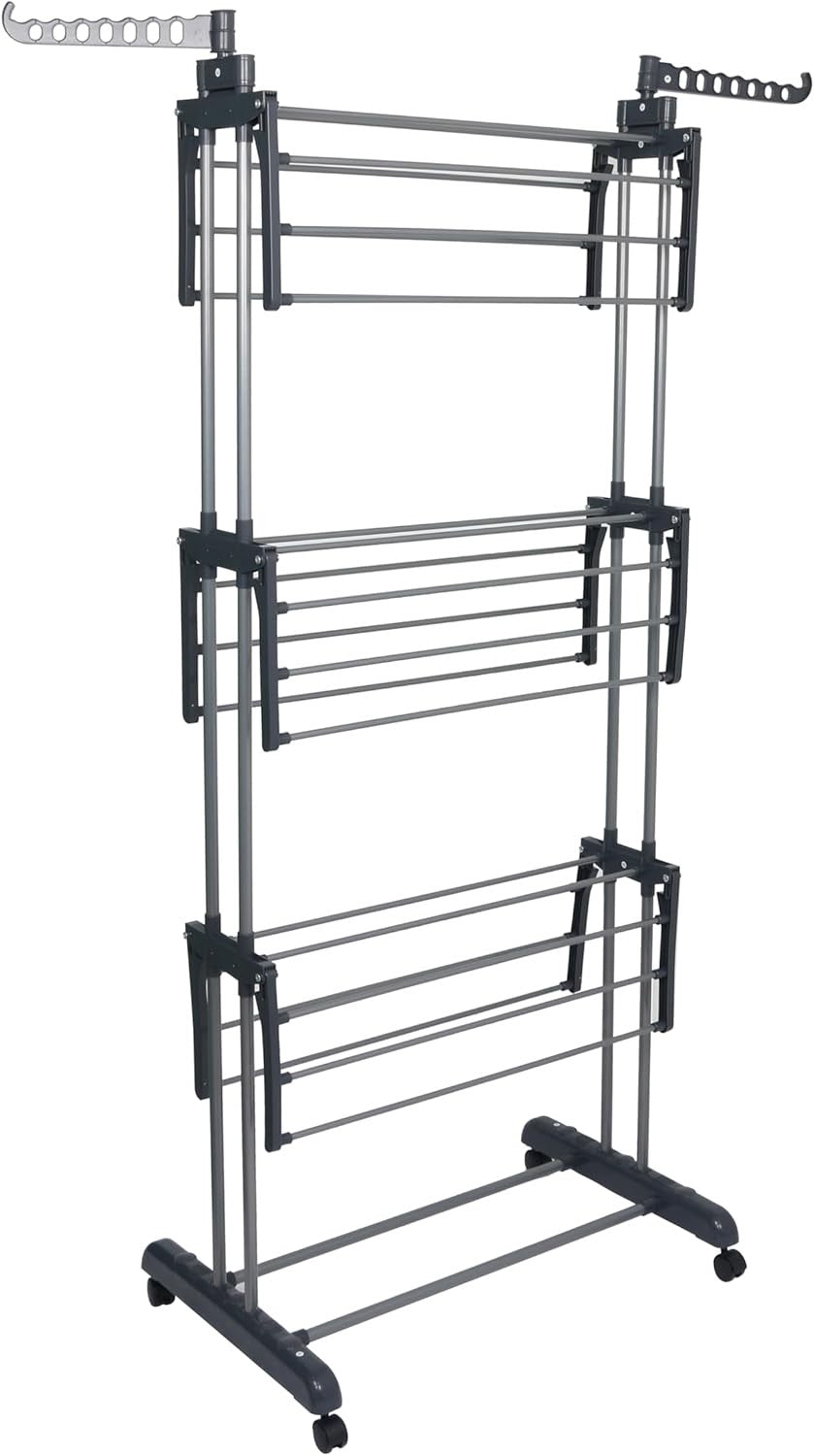 4 Tier Clothes Airer Folding Laundry Drying Rack Stainless Steel Indoor Outdoor