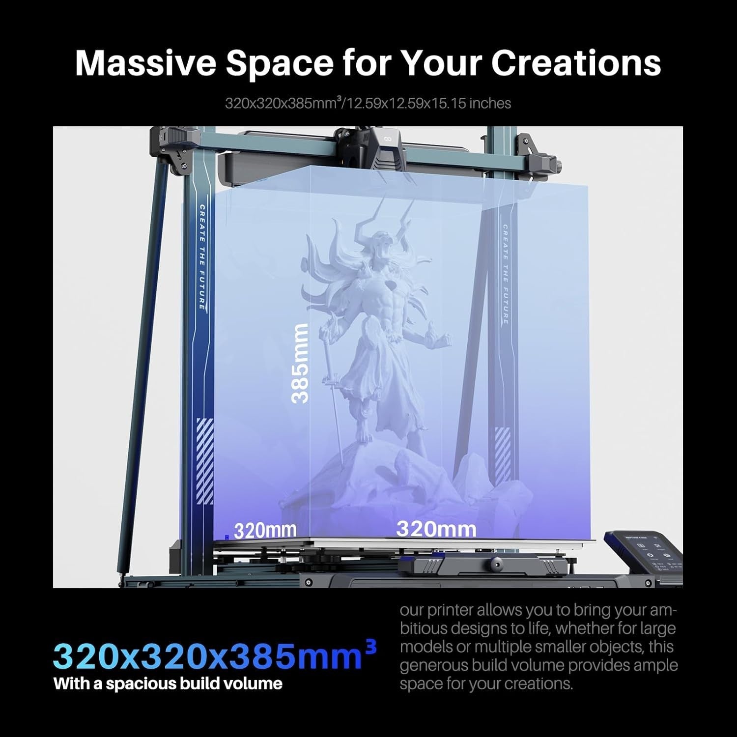 Large High-Speed 3D Printer 500mm/s Auto Level Direct Drive 300°C