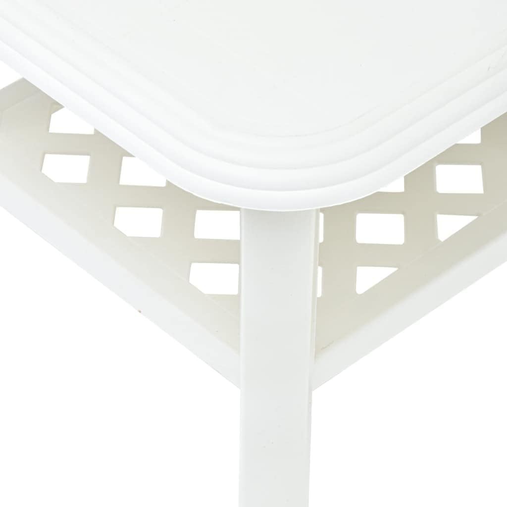 White Outdoor Coffee Table with Storage Shelf, Weather-Resistant 90x60x46cm
