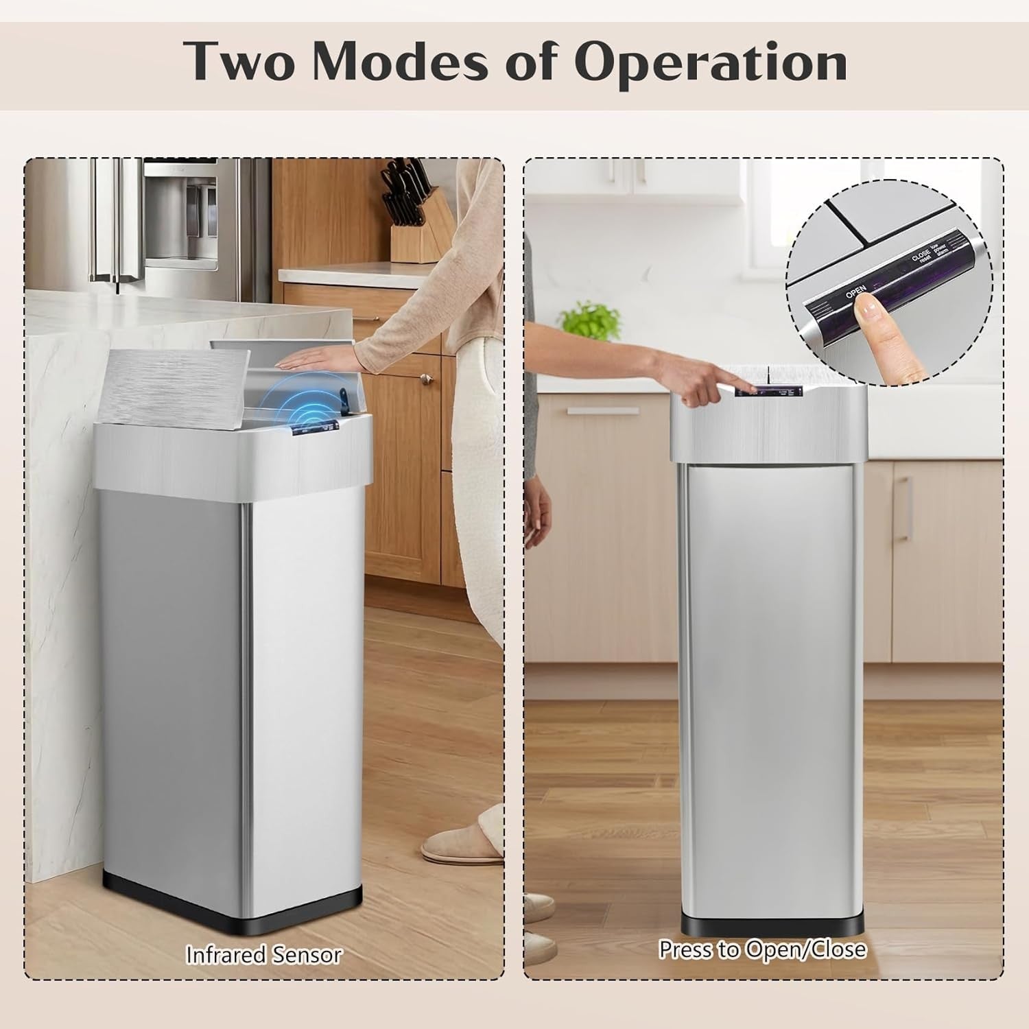 70L Touchless Sensor Bin Stainless Steel Soft Close