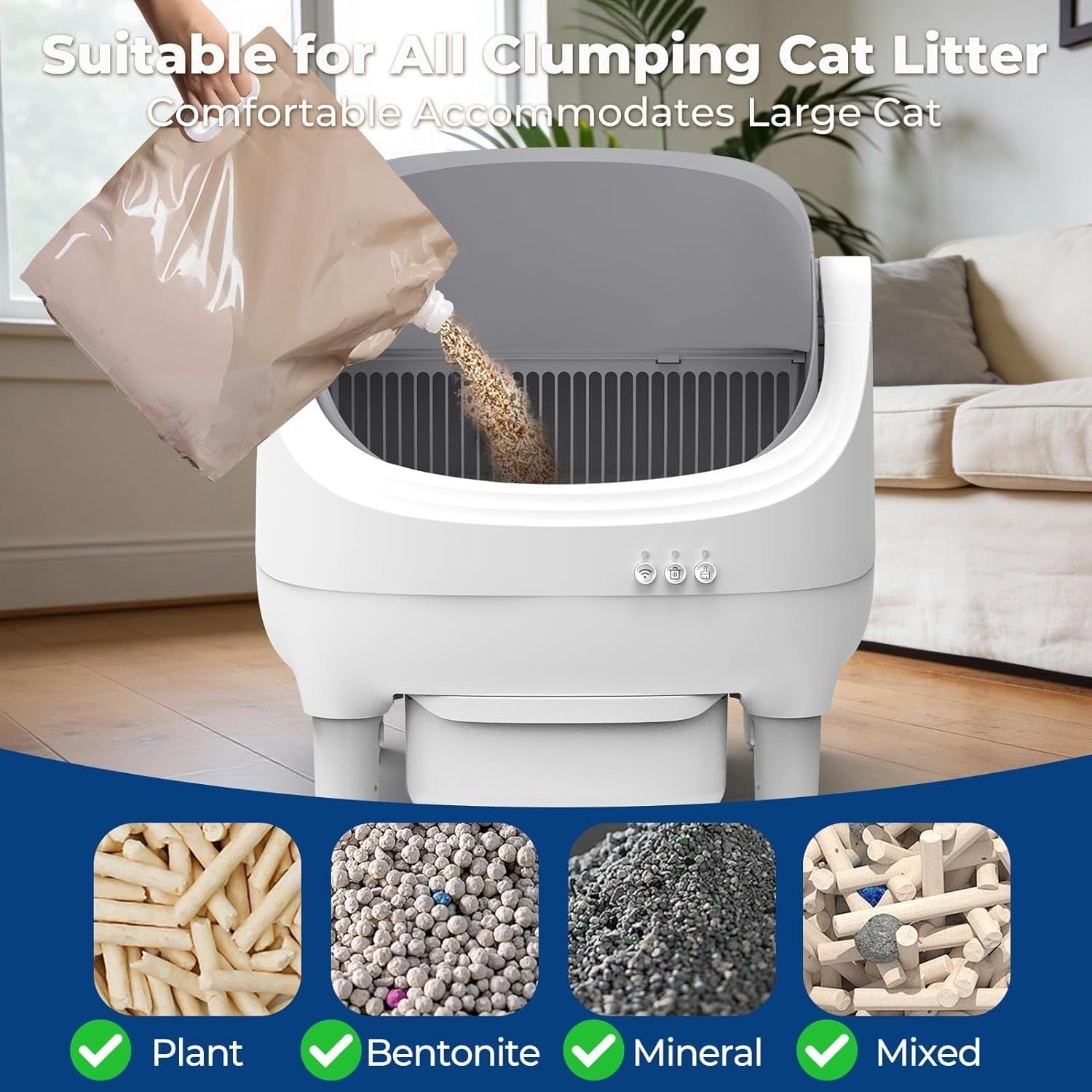 Self Cleaning Cat Litter Box Automatic APP Control Large Odor Free Bin