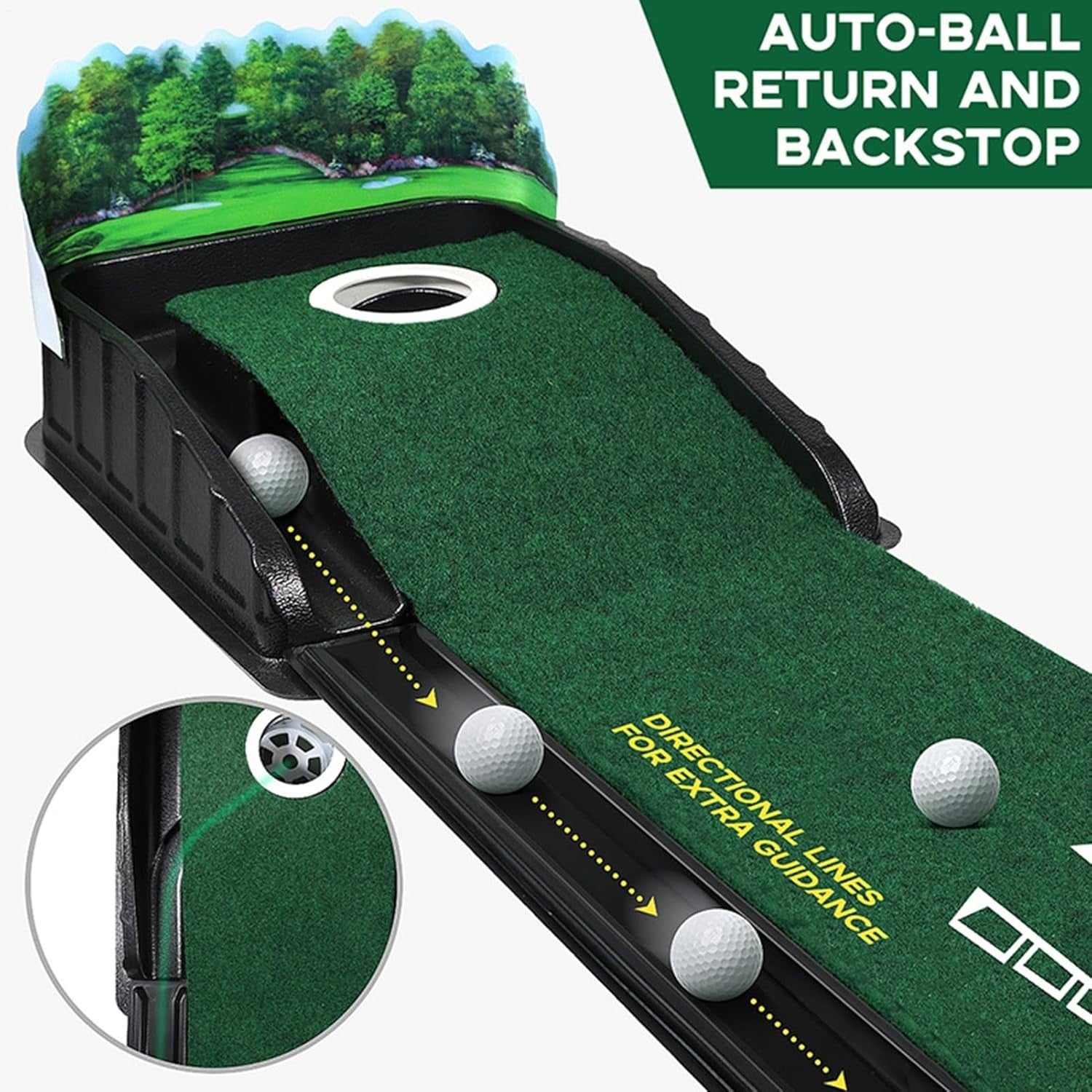 Golf Putting Mat Practice Green 4x3ft Auto Ball Return Indoor Outdoor