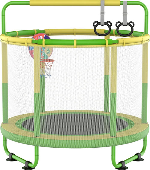 Kids Outdoor Trampoline 150cm Safety Net Playset Basketball Swing Zip