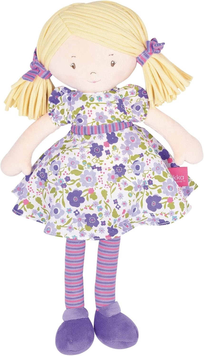 Organic Cotton Soft Rag Doll Floral Dress Cuddly Tea Party Gift for Girls