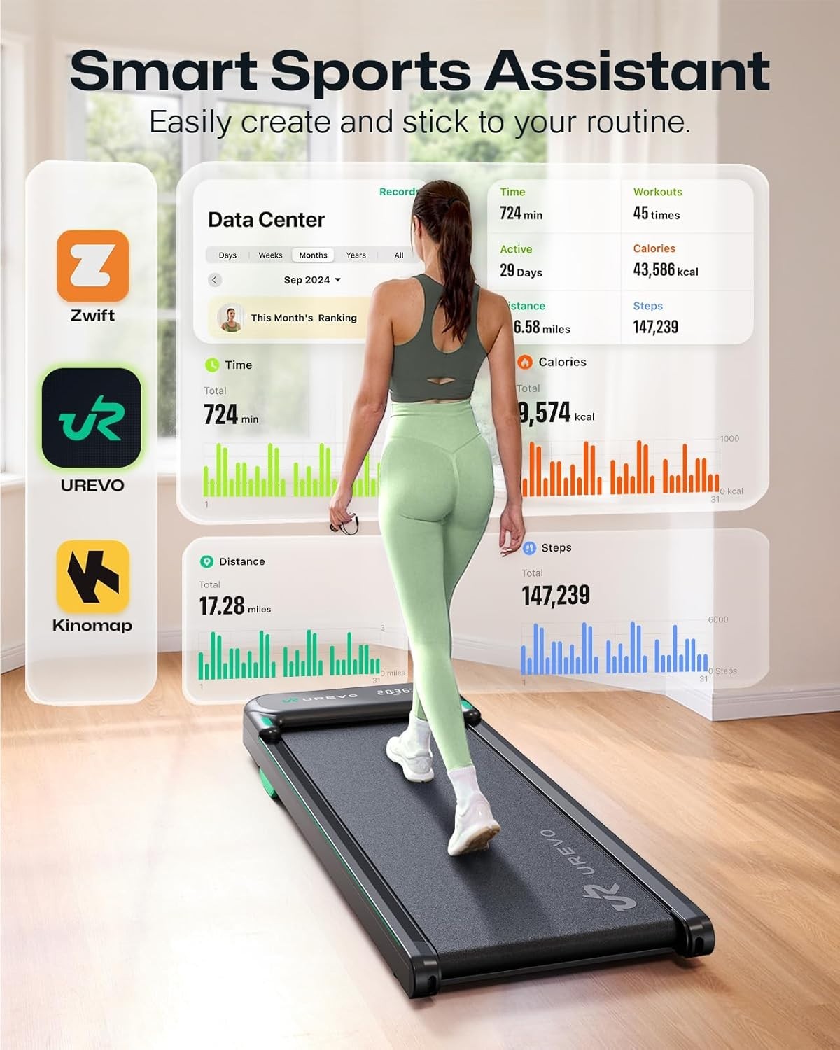Compact Under Desk Treadmill 1-6 km/h | Quiet, Shock Absorbent, Portable