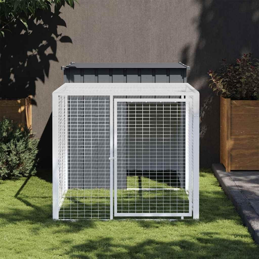 Galvanised Steel Chicken Coop Run 110x201x110cm Roofed Cage