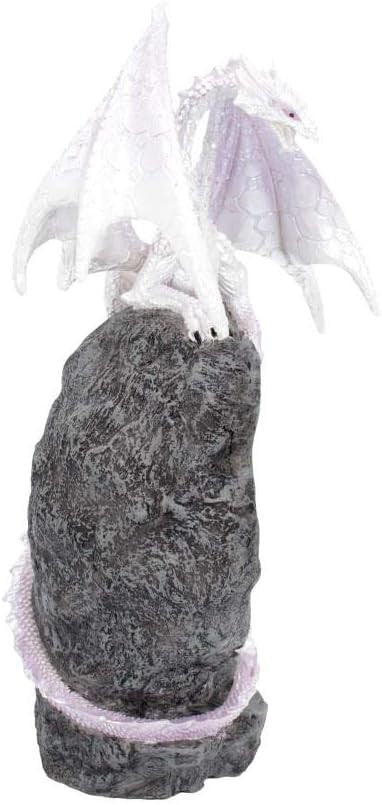 White Dragon Geode Figurine 22cm Crystal Cave Resin Ornament Fantasy Decor Gift