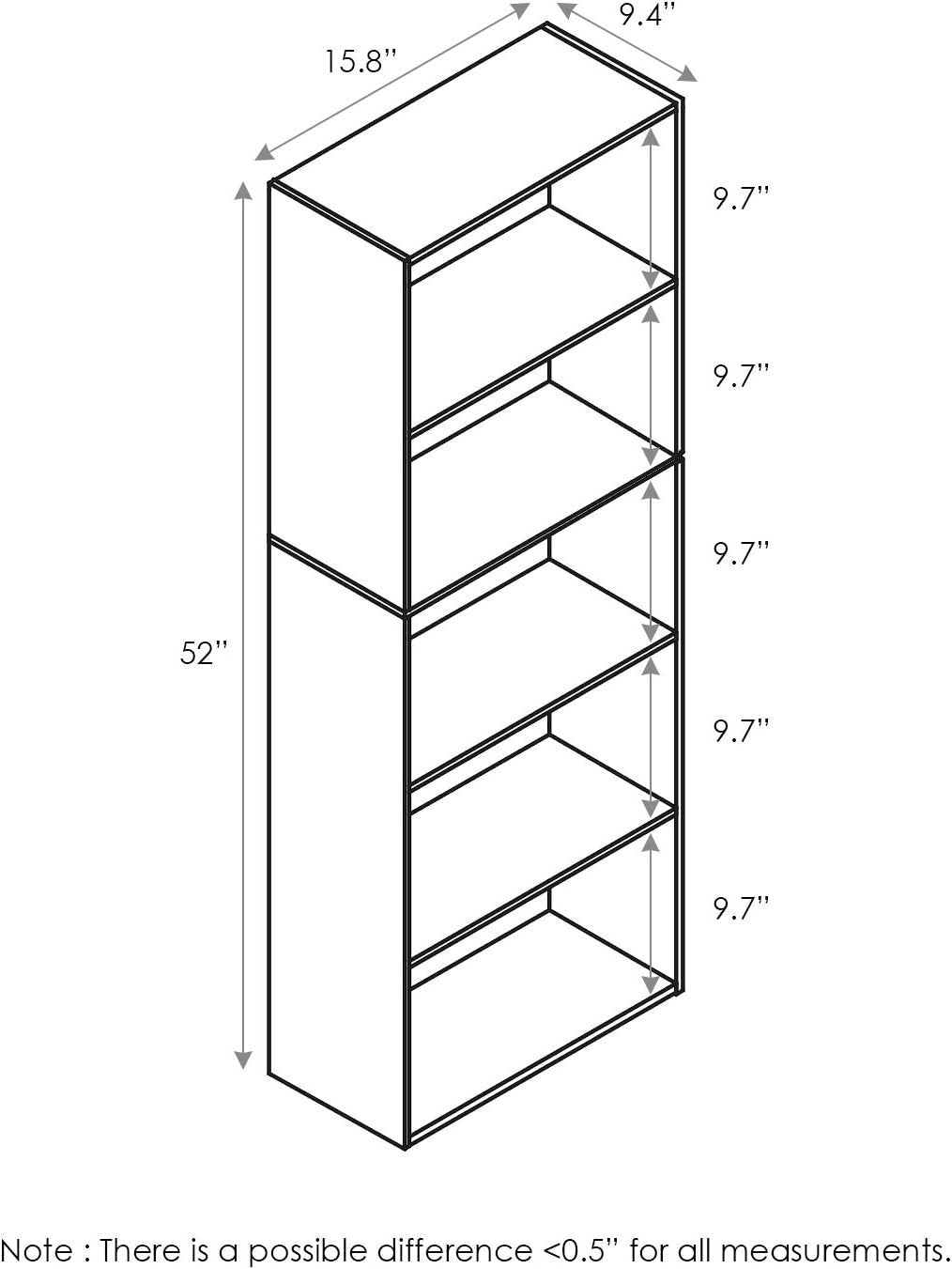 5 Tier Reversible Bookcase Storage Open Shelf Compact Organizer Bookshelf Pink