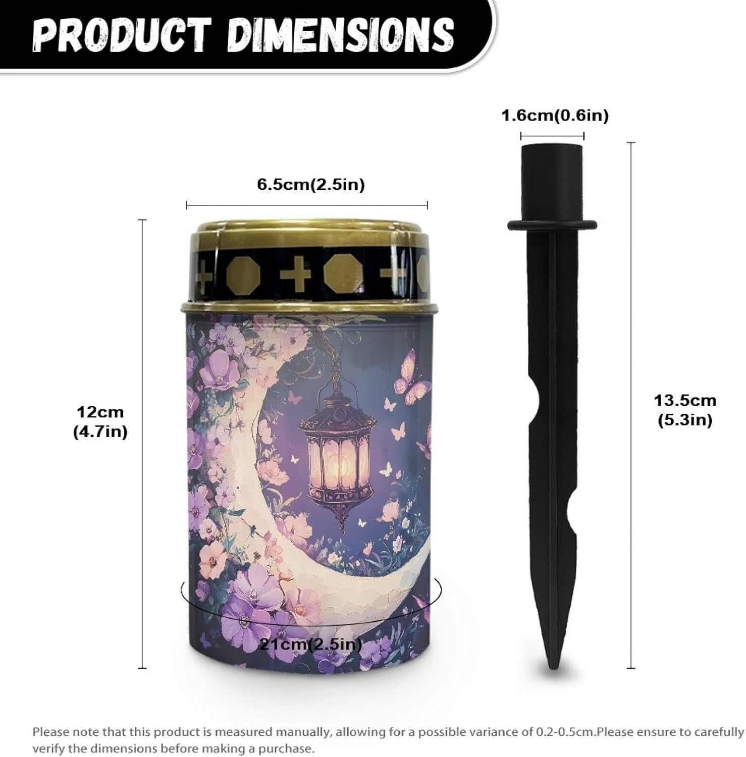 Moon Solar Cemetery Lights Purple Floral Grave Lanterns 8 Sets