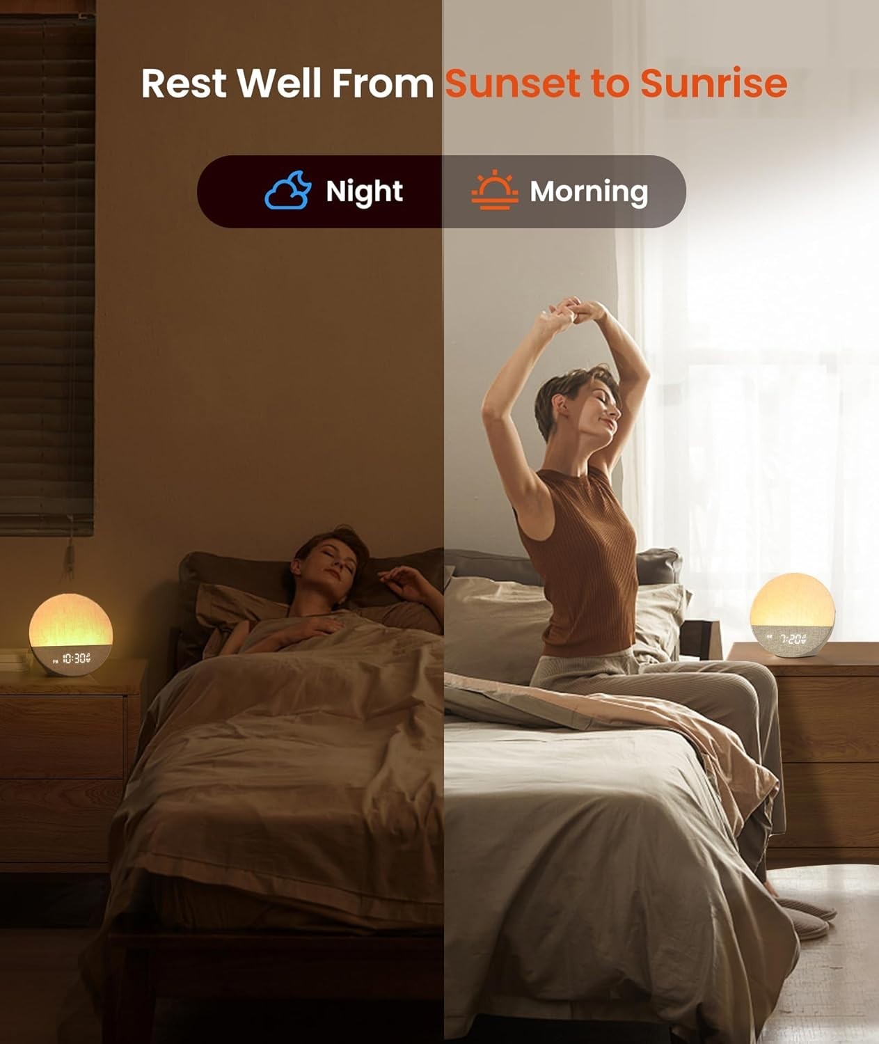 Sunrise Alarm Clock & White Noise Machine – 29 Sounds, Night Light
