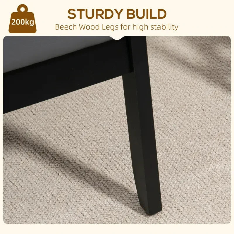 Grey PU Leather Armchair Retro Lounge Chair Wood Frame for Living Room