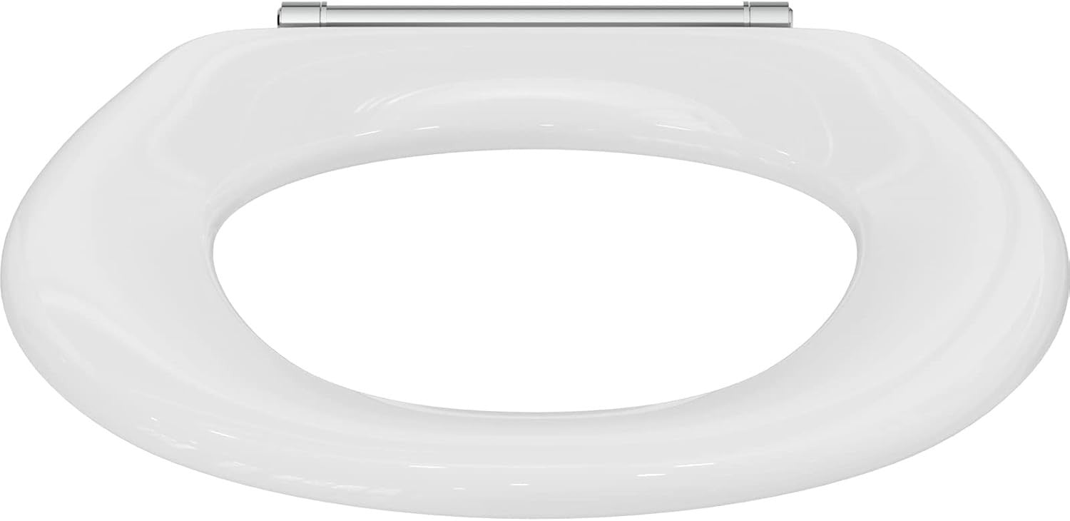 Connect Freedom Toilet Seat Ring White Thermoset Stainless Steel Stem Hinge