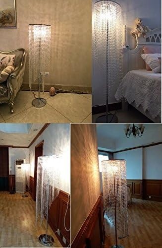 Crystal Floor Lamp Chrome 150cm | Modern Raindrop Style for Living Room