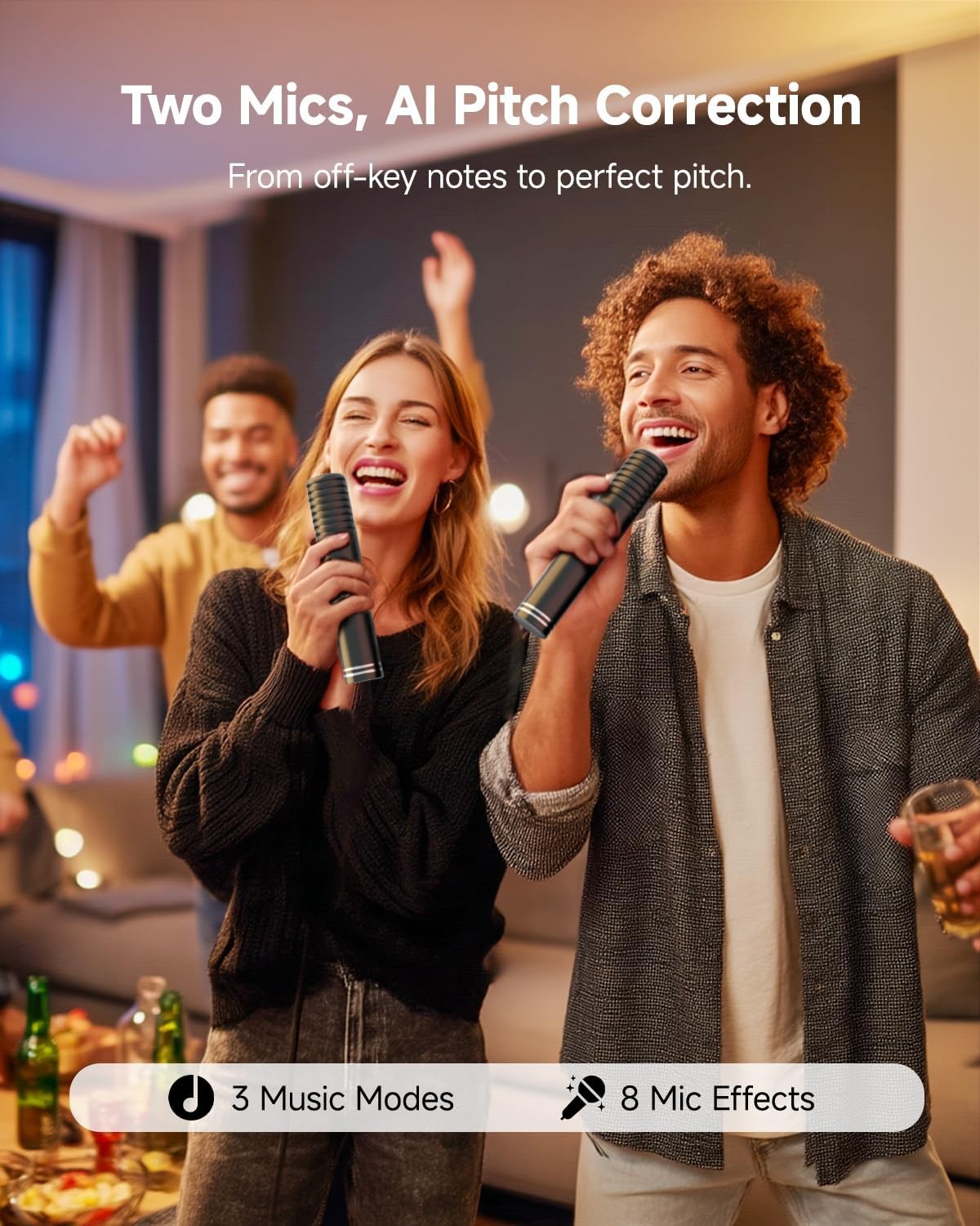 140W Portable Karaoke Machine with Screen 2 Wireless Mics TV