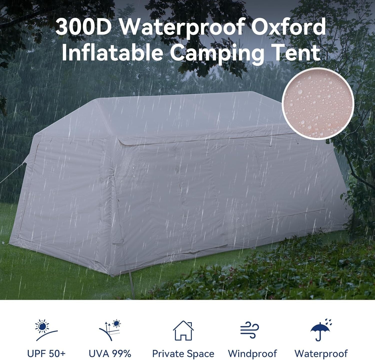 8 Person Inflatable Camping Tent Waterproof Oxford Air Beam