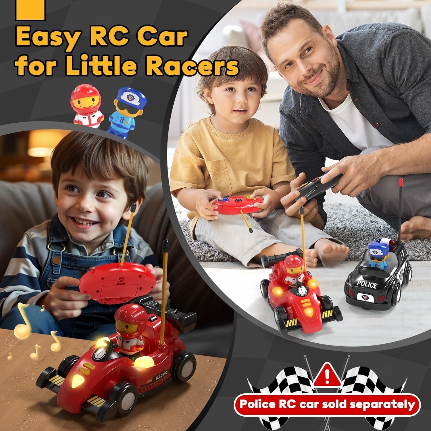 Castle RC Race Car Toy Pop-Up Remote Control Car Lights Music Gift Boys 1–3