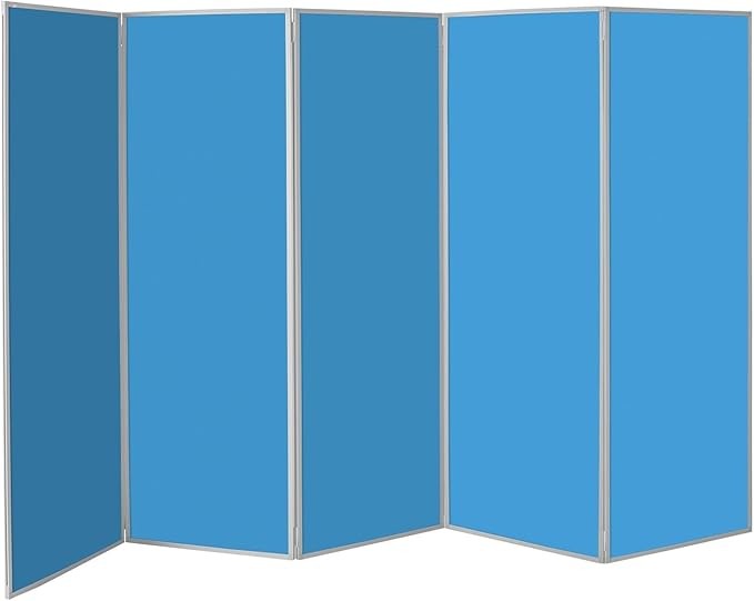 Light Blue 5-Panel Folding Room Divider 180×300cm – Office & School Partition