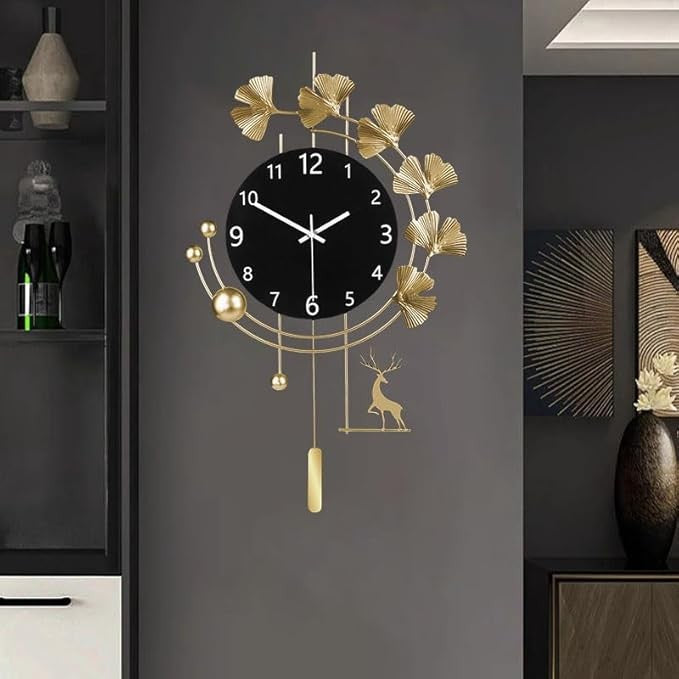 Large Modern Gold Wall Clock 40x60cm Silent Luxury Decor Oversized Living Room