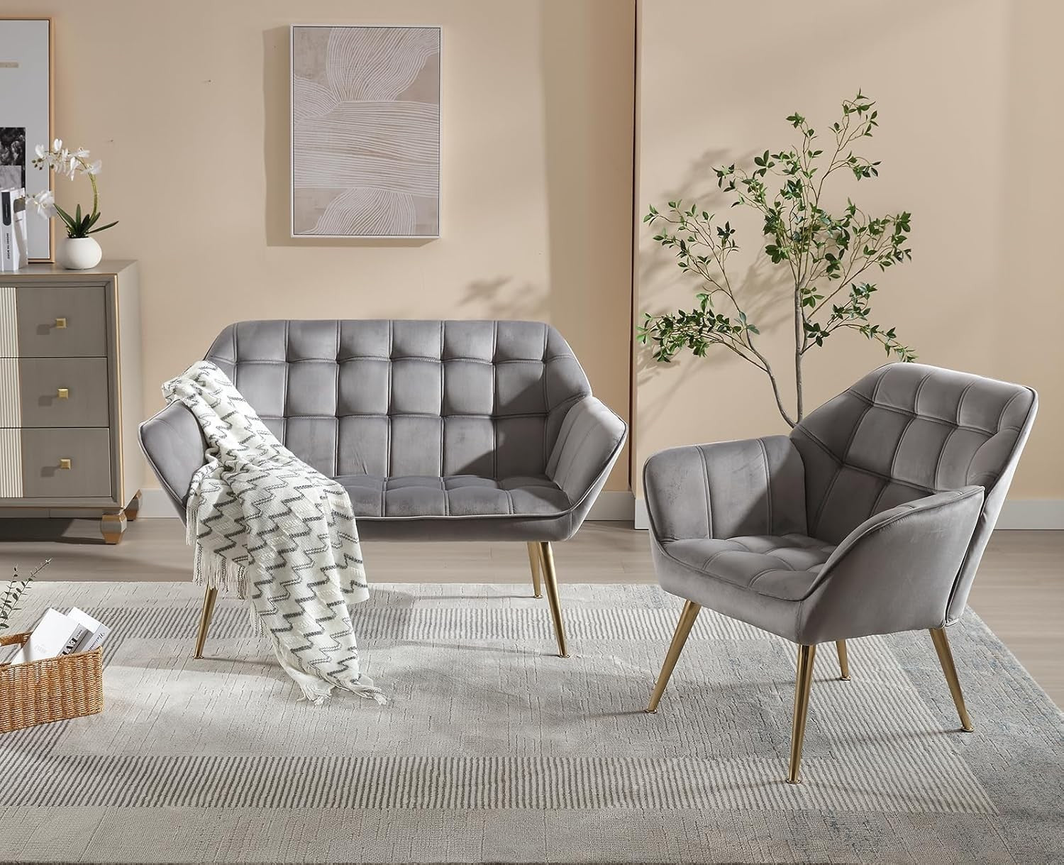 Velvet Tub Accent Chair Gold Legs Upholstered Armchair
